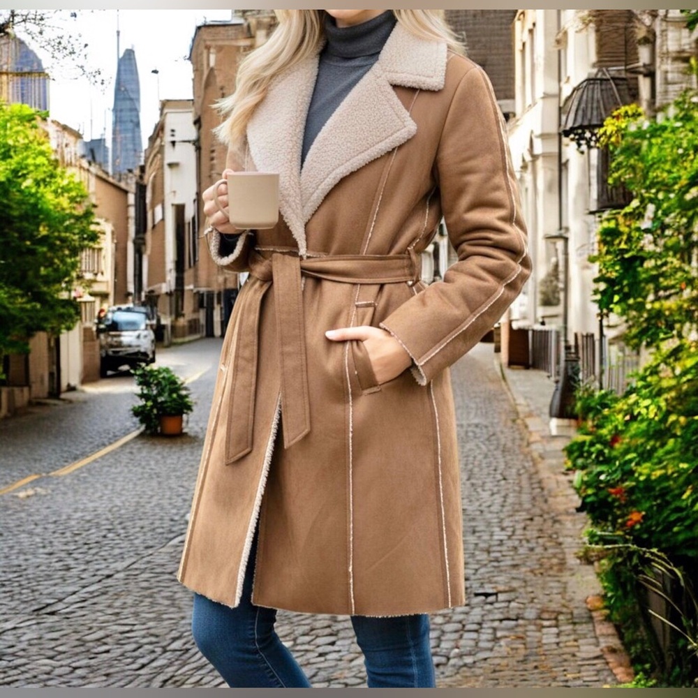 Larry Levine Tan Shearling Coat